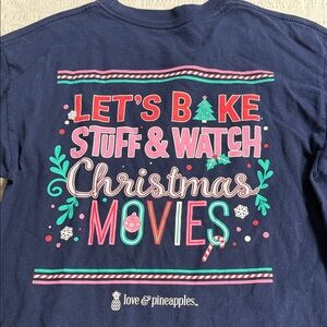 Navy Christmas Graphic T-Shirt Love & Pineapple ( Like Simply Southern) Sz med